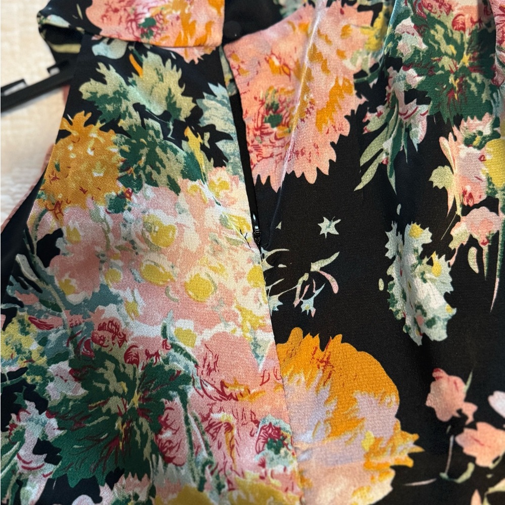Petal & Pup Black Floral Dress with an Asymmetrical neckline. - Picture 5 of 7